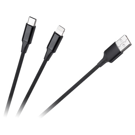 Cablu usb a - usb c/lightning (2+1) 1m                                                                                                                                                                                                                    