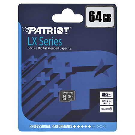 Micro sdxc clasa 10 uhs-i 64gb patriot                                                                                                                                                                                                                    